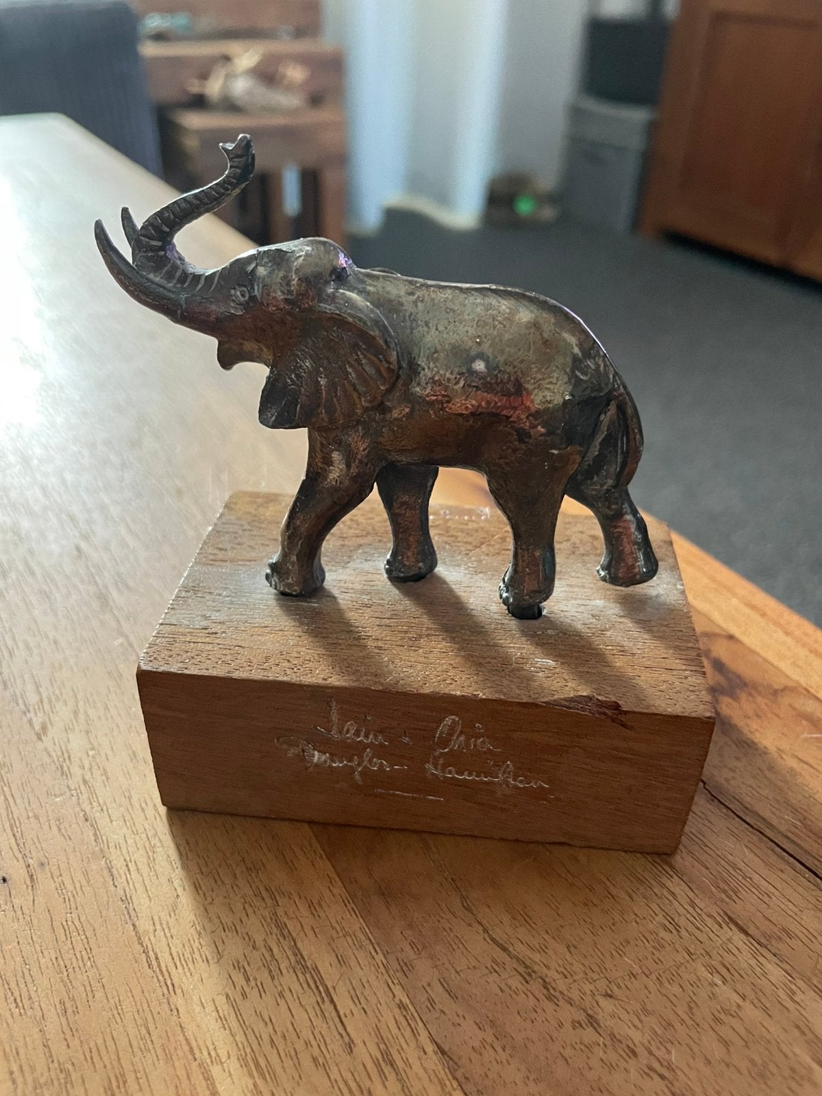 Houten blok met Olifant erop van het wereldnatuurfonds 7, Antiek en Kunst, Ophalen of Verzenden