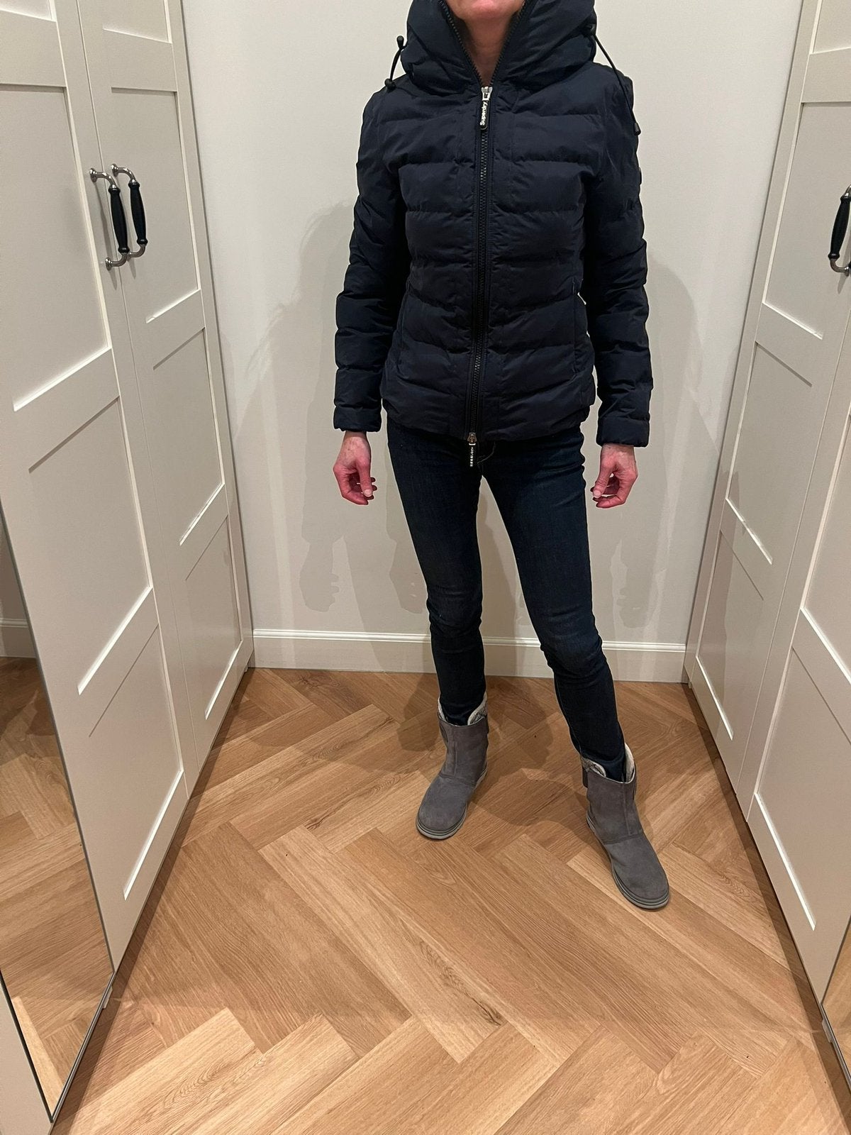 Superdry jas, maat XS, donkerblauw, Ophalen, Zo goed als nieuw, Maat 34 (XS) of kleiner, Superdry