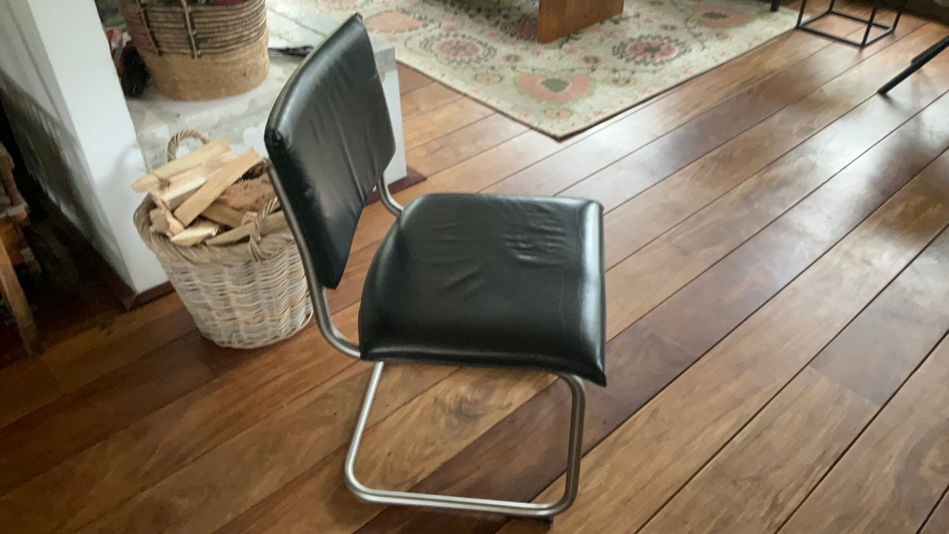 Leren eetkamerstoel, zwart 6 stuks, Huis en Inrichting, Stoelen, Ophalen, Gebruikt, Zwart, Leer