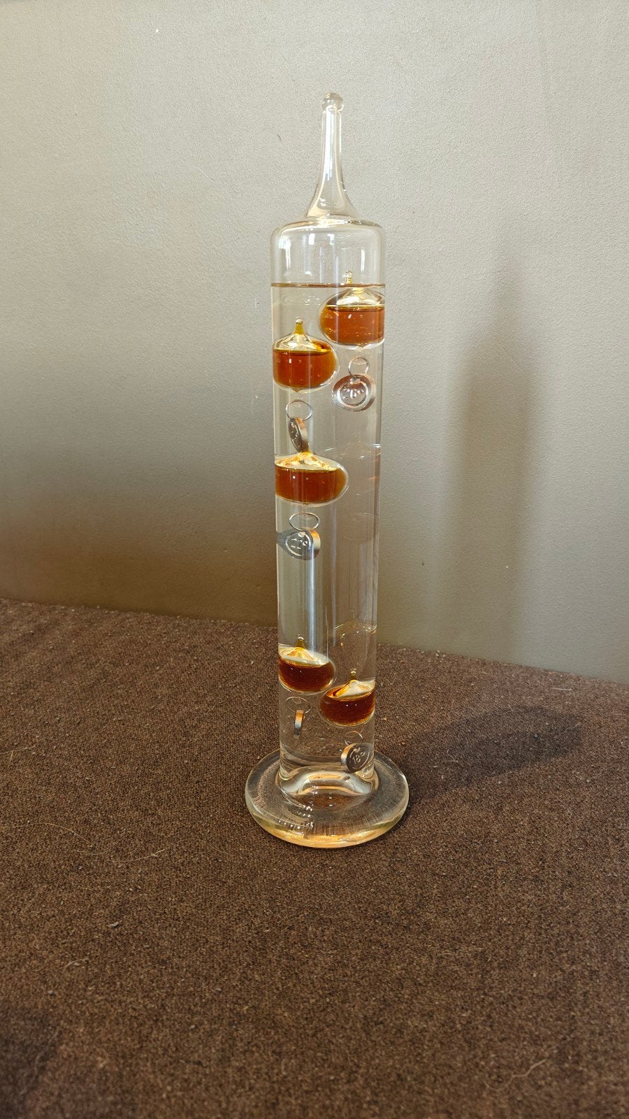 Galileo thermometer 34 cm hoog, Decoratieve thermometer, Ophalen, Zo goed als nieuw, Glas