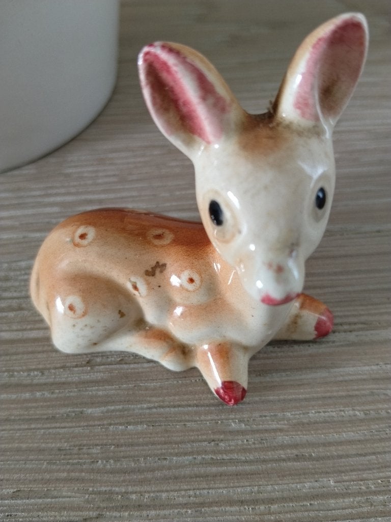 Vintage keramisch bambi beeldje, Verzamelen, Ophalen of Verzenden, Zo goed als nieuw, Dier