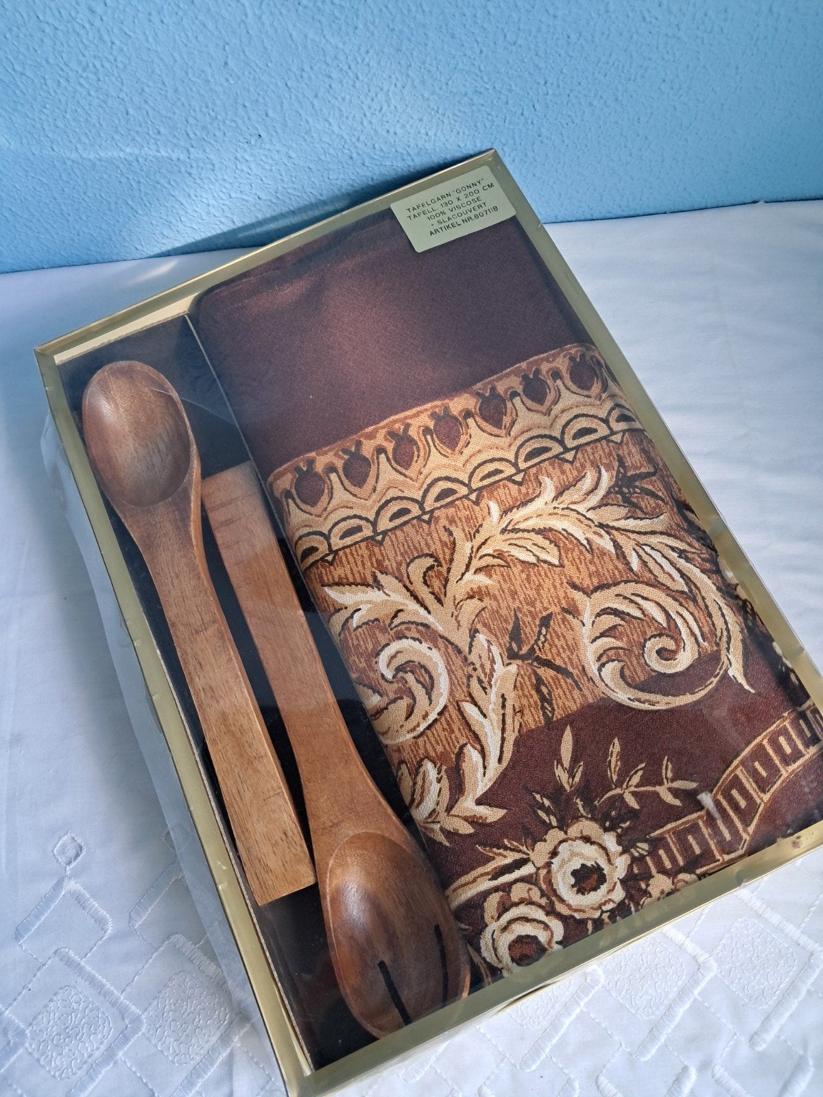 Set Gonny tafelkleed met bijpassend houten slacouvert., Ophalen of Verzenden