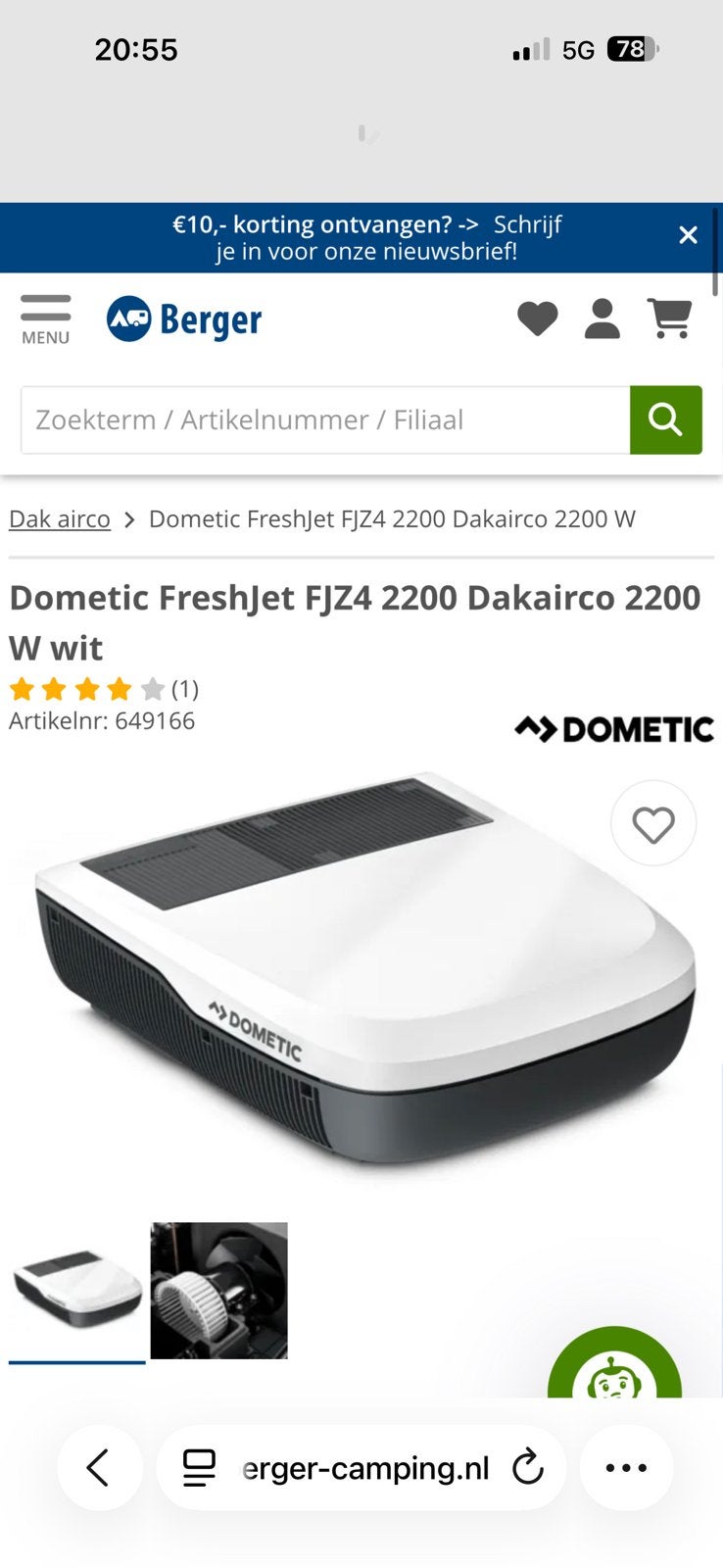 Dometic Dakairco, Nieuw!!,Type: FJZ4 2200, Met Luchtverdeler, Caravans en Kamperen, Caravan accessoires, Ophalen, Zo goed als nieuw