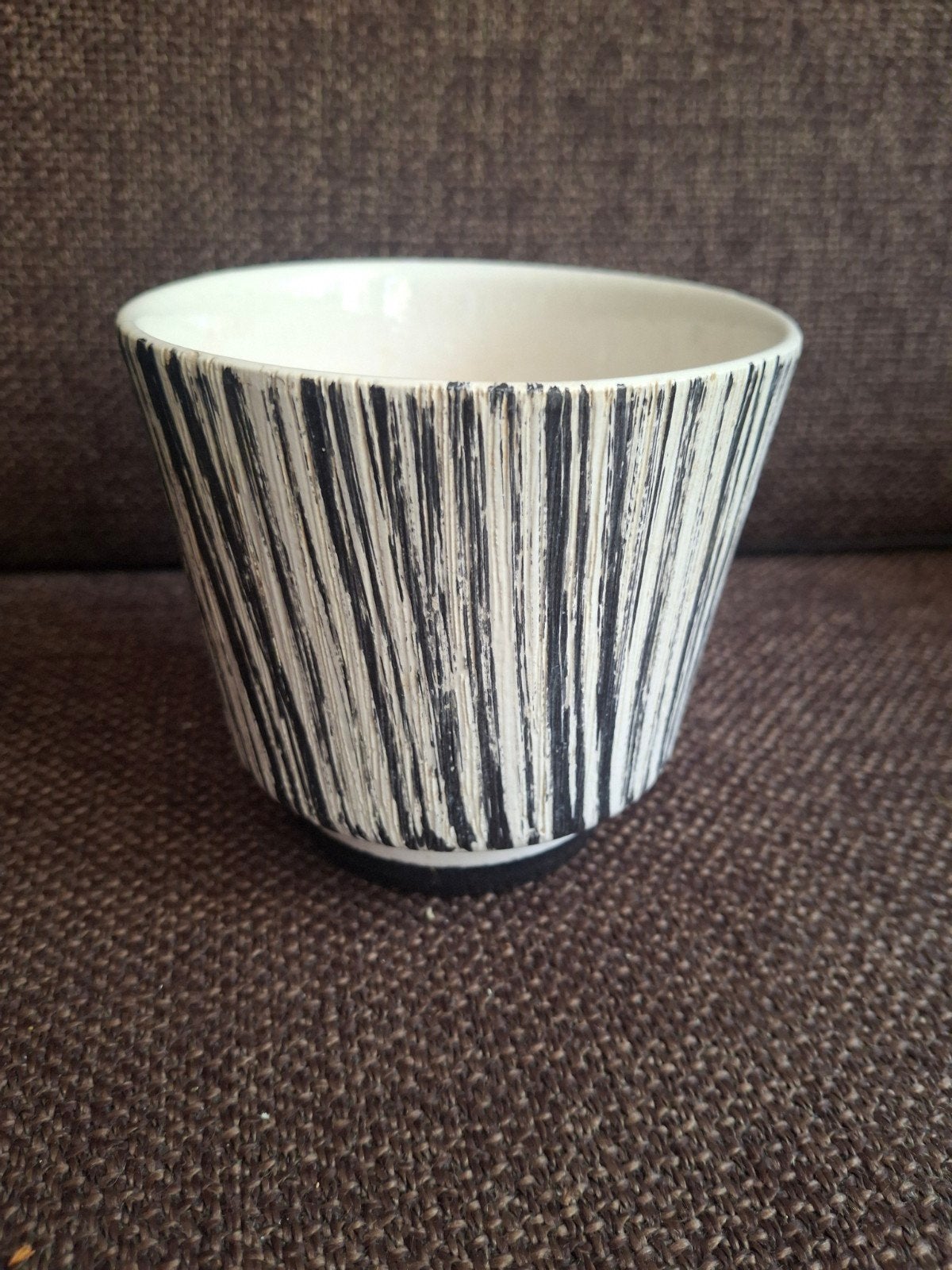 Bloempot zwart wit jaren 60, vintage, Ophalen of Verzenden, Huis en Inrichting