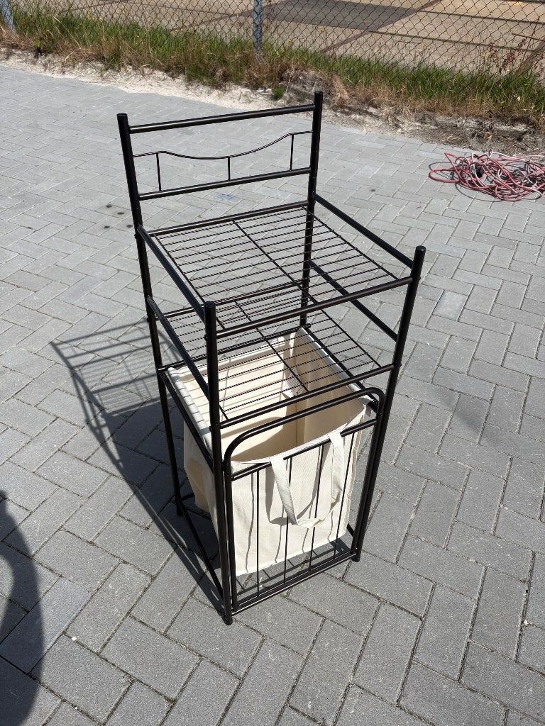 Wasmand met 2 plankjes en kantelbare mand, Ophalen, Zo goed als nieuw, Zwart, Overige typen