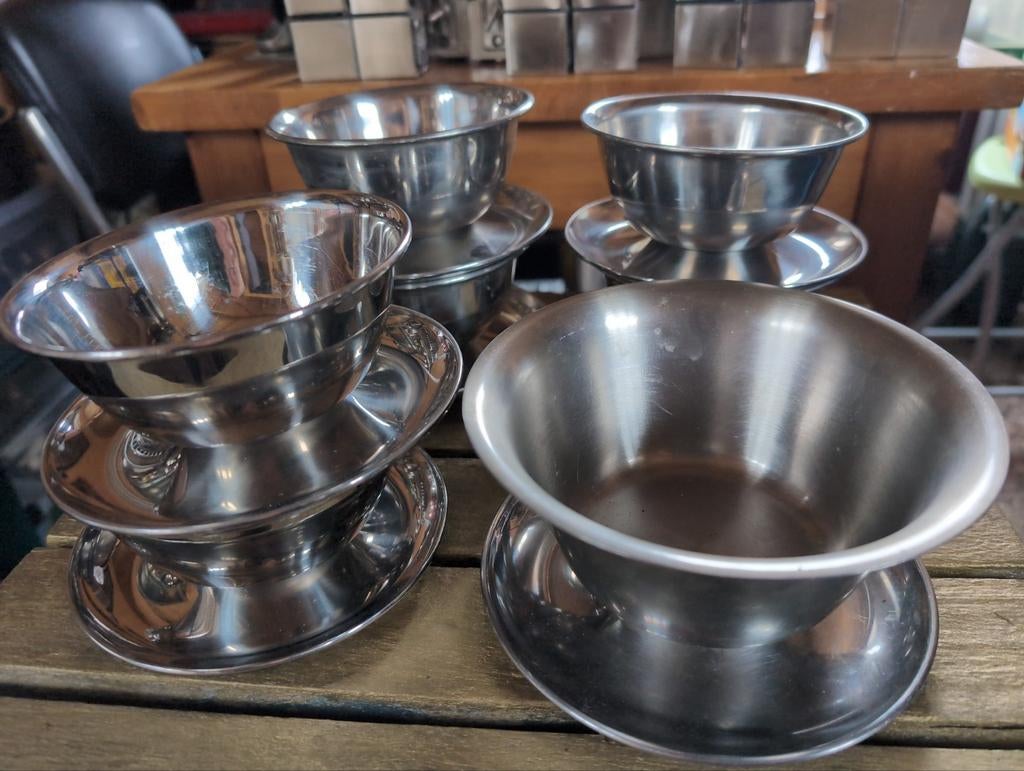 Vintage RVS soepkommen, Huis en Inrichting, Keuken | Servies, Ophalen of Verzenden, Overige stijlen, Kom(men)