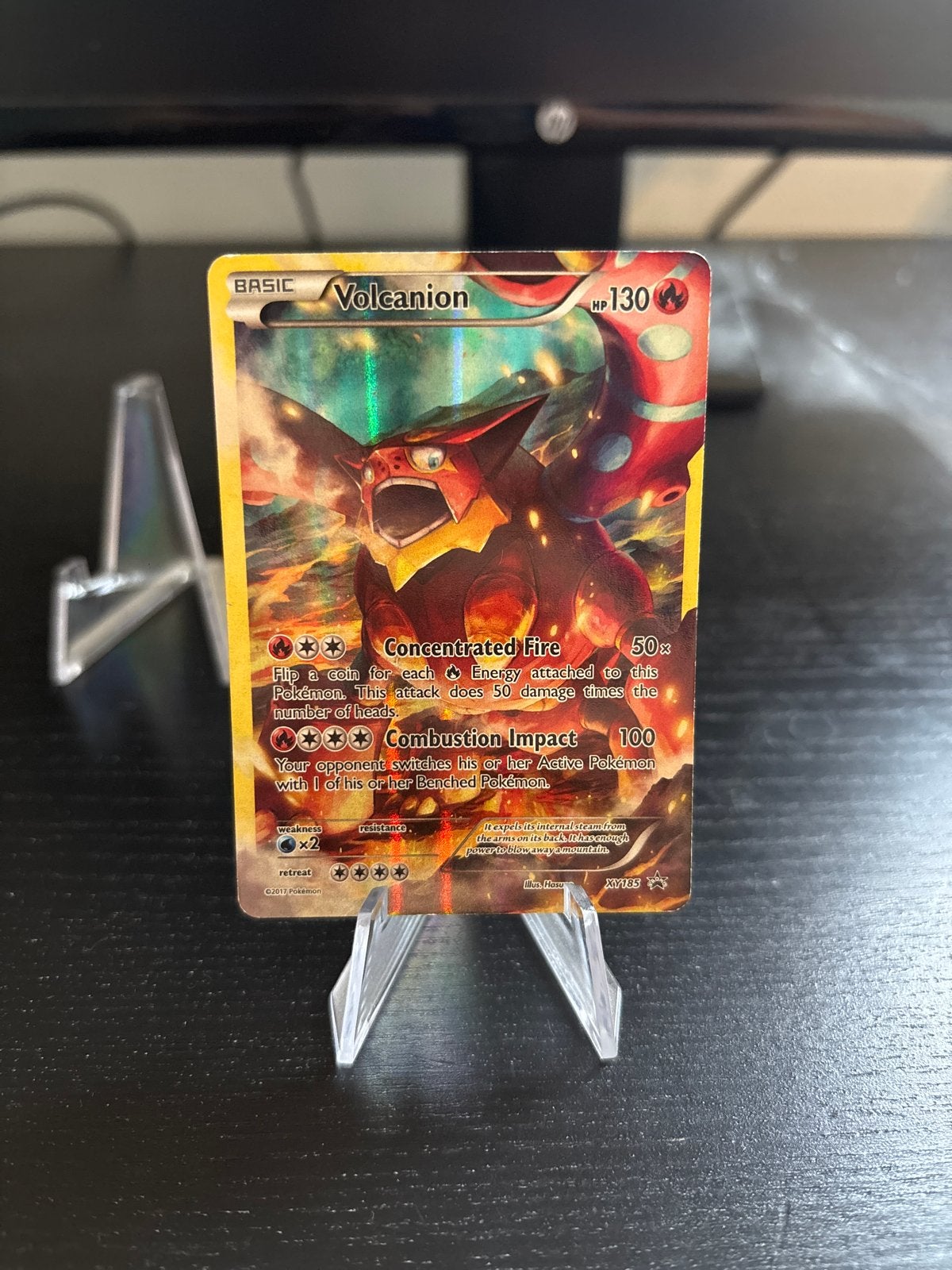 Volcanion Pokémon Kaart - Full Art Foil XY185, Ophalen of Verzenden, Zo goed als nieuw, Losse kaart, Foil