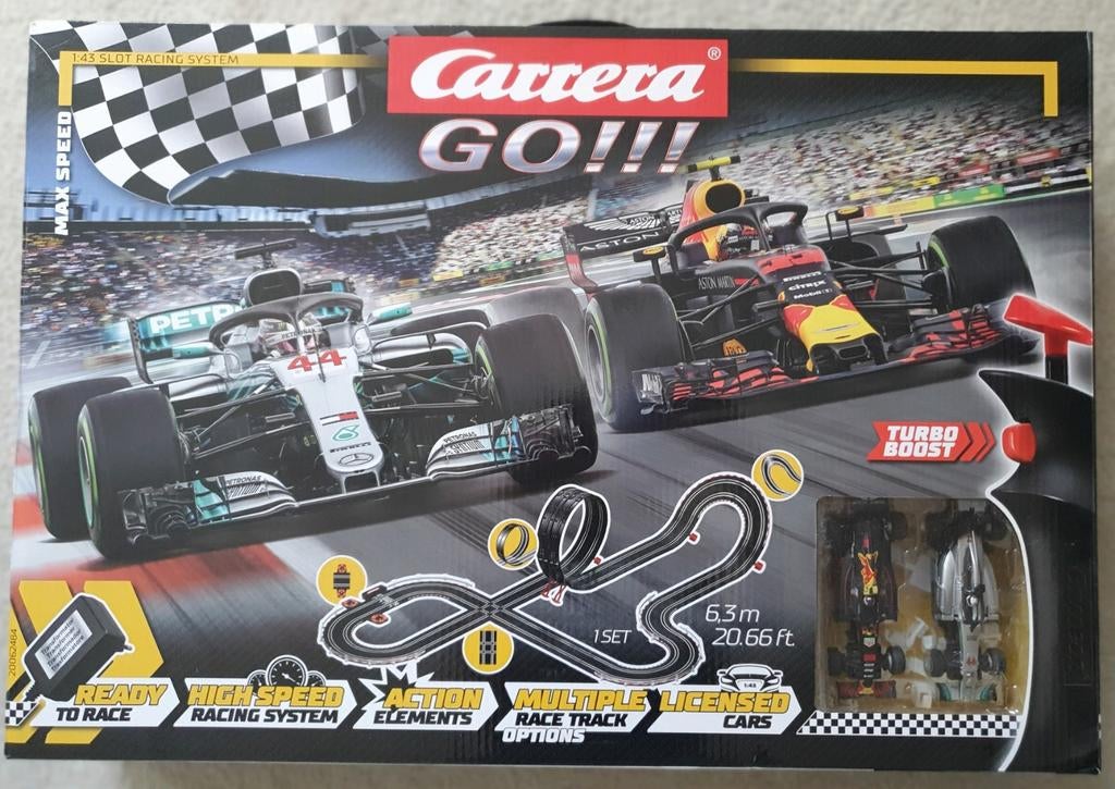 Carrera Go!!! elektrische racebaan Verstappen & Hamilton, Kinderen en Baby's, Speelgoed | Racebanen, Gebruikt, Racebaan, Elektrisch