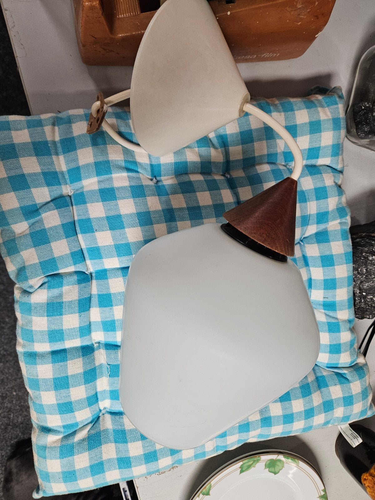 Vintage hanglamp met melkglas, Ophalen, Gebruikt, Overige fittingen, Vintage, Retro