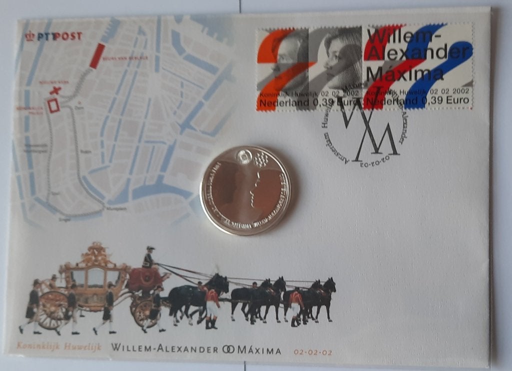 10 euromunt 02-02-2002 / FDC - huwelijk WA/M, Setje, Zilver, Overige landen, Ophalen of Verzenden