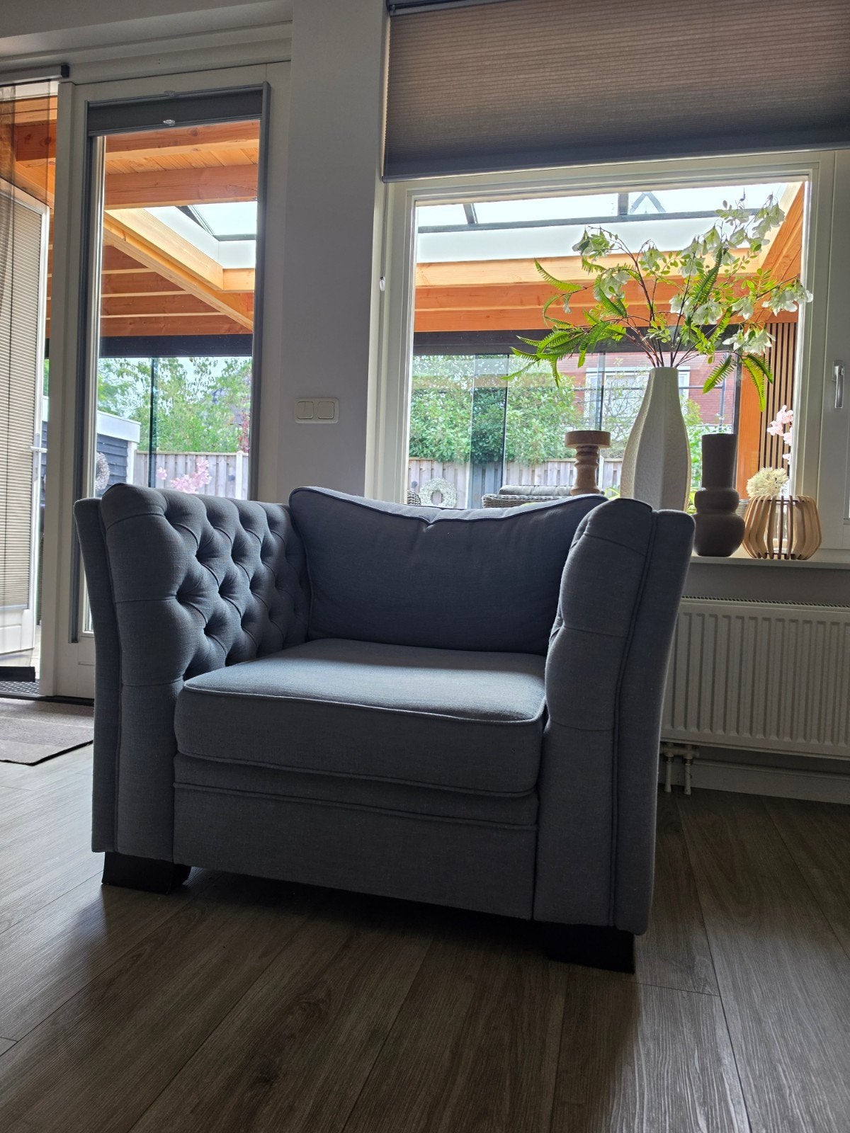 Fauteuil blauw/loveseat maison manon, Ophalen, 75 tot 100 cm, 100 tot 125 cm, Stof
