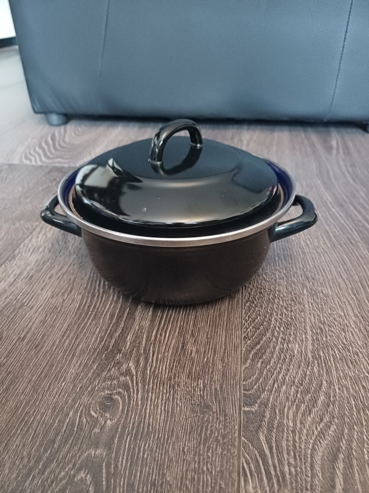 BK Emaille Kookpan Zwart/Blauw 20 cm - Geschikt voor Inducti, Overige materialen, Gebruikt, Braadpan, BK