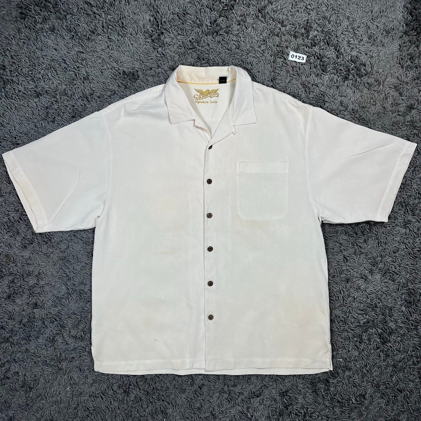 Eagle dry Goods co White Signature Series Silk Shirt Large X, Ophalen of Verzenden, Gedragen, Wit, Eagle Dry Goods Co