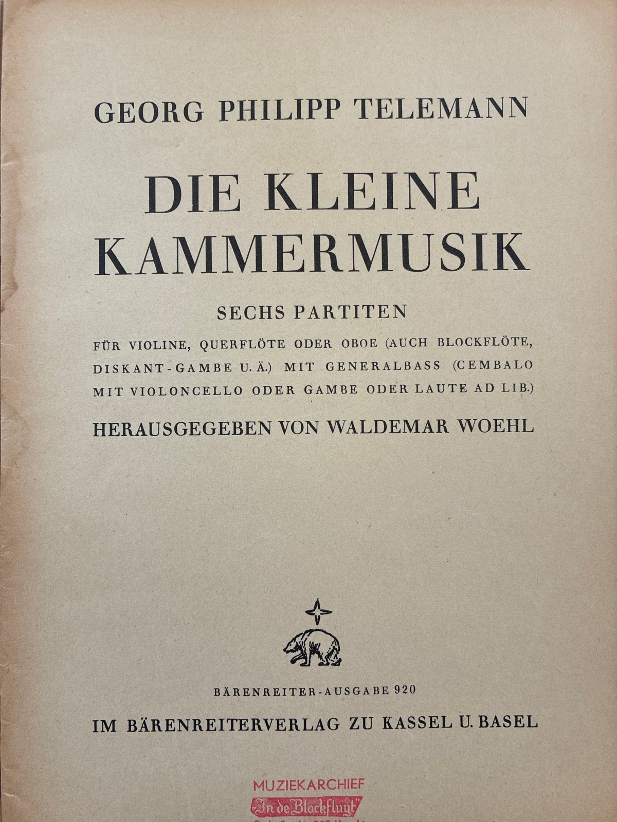 Georg Philipp Telemann - Die Kleine Kammermusik (Piano), Muziek en Instrumenten, Gebruikt, Klassiek, Ophalen of Verzenden, Artiest of Componist
