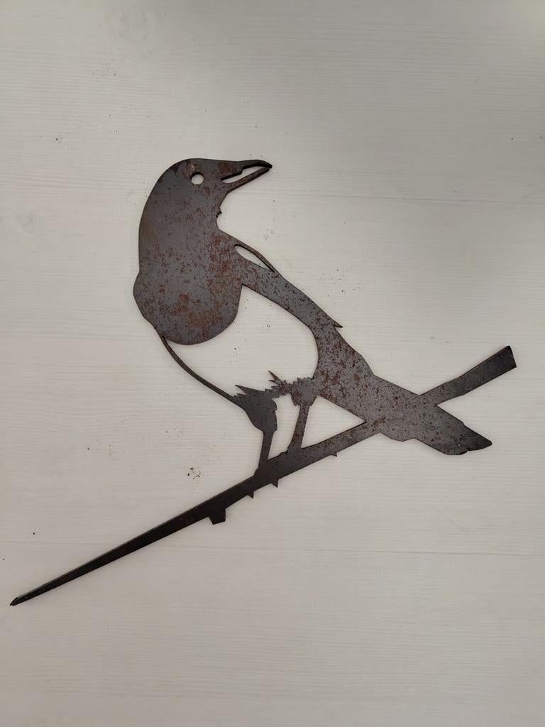 Metalbird Ekster - Tuindecoratie van Cortenstaal, Ophalen of Verzenden, Zo goed als nieuw, Metaal, Dierenbeeld