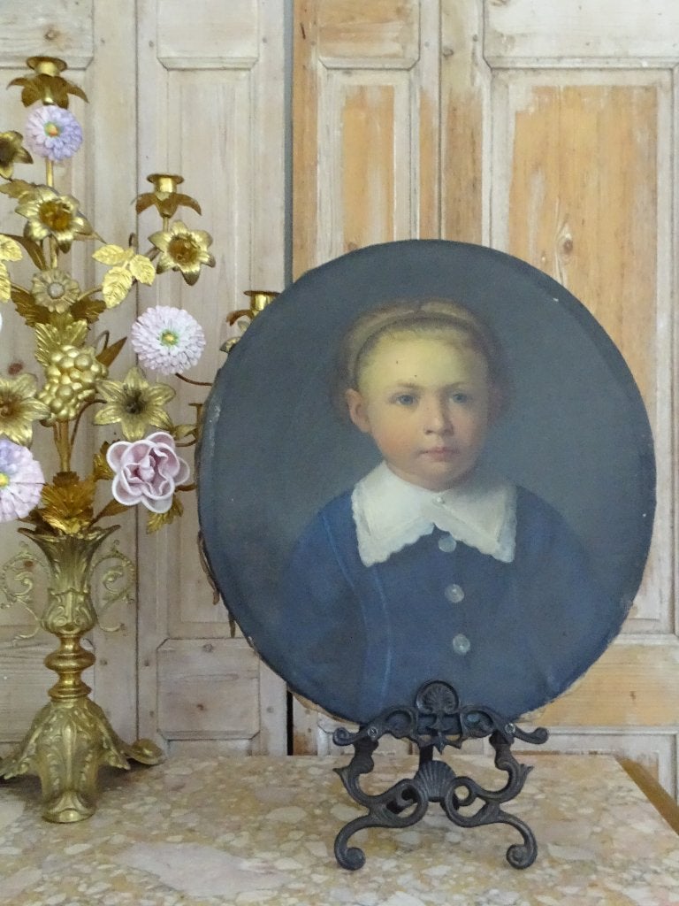 Oud schilderijtje op doek uit1865, Ophalen of Verzenden