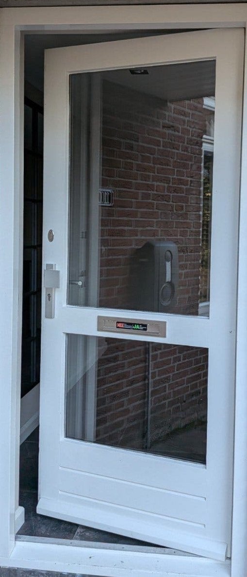 Buitendeur met dubbel glas en sleutels (216x92,5 cm), Ophalen, Gebruikt, 80 tot 100 cm, 215 cm of meer