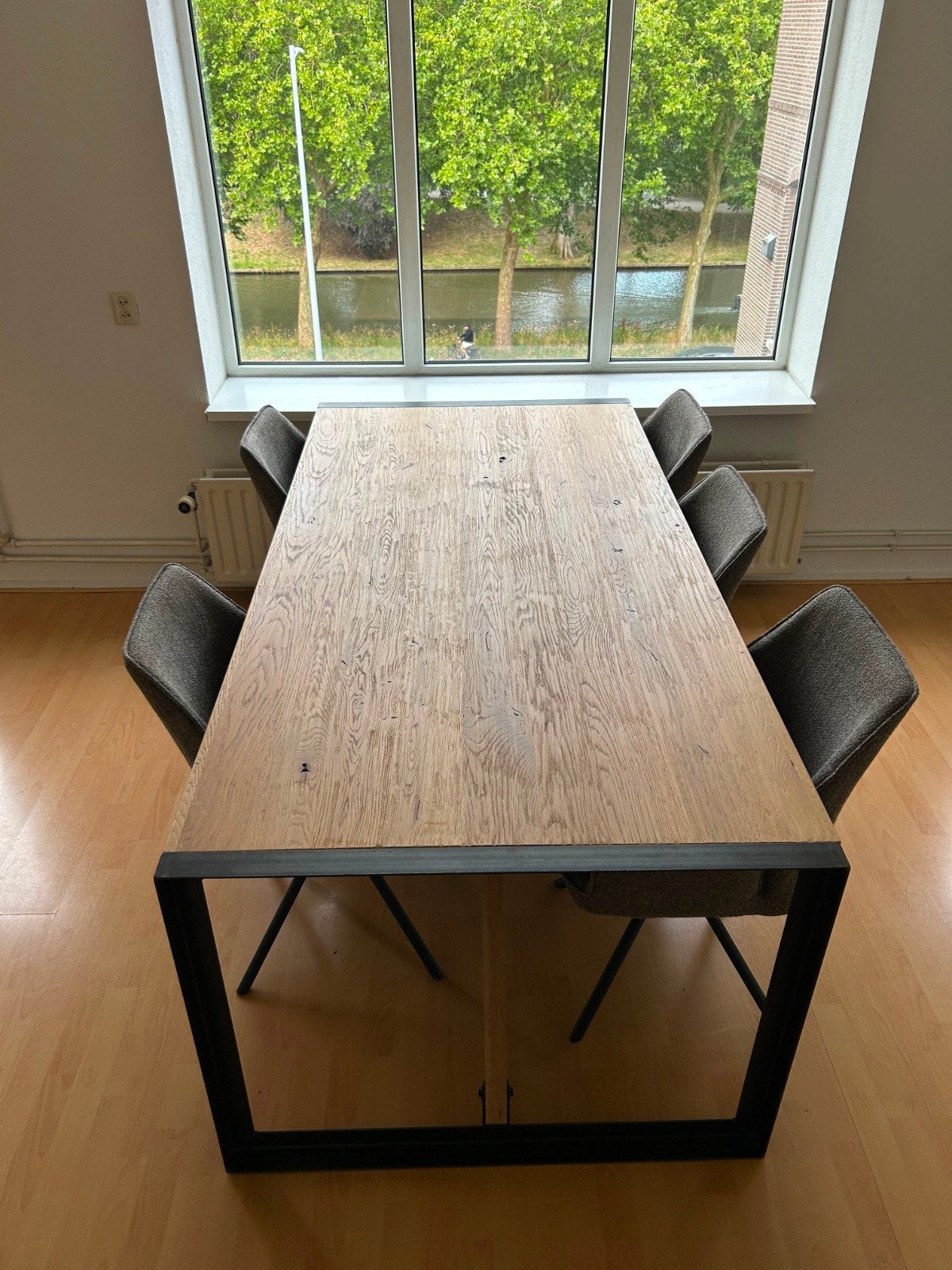 Mooie tafel eikenhout 205x100, Ophalen, 200 cm of meer, 50 tot 100 cm, Zo goed als nieuw