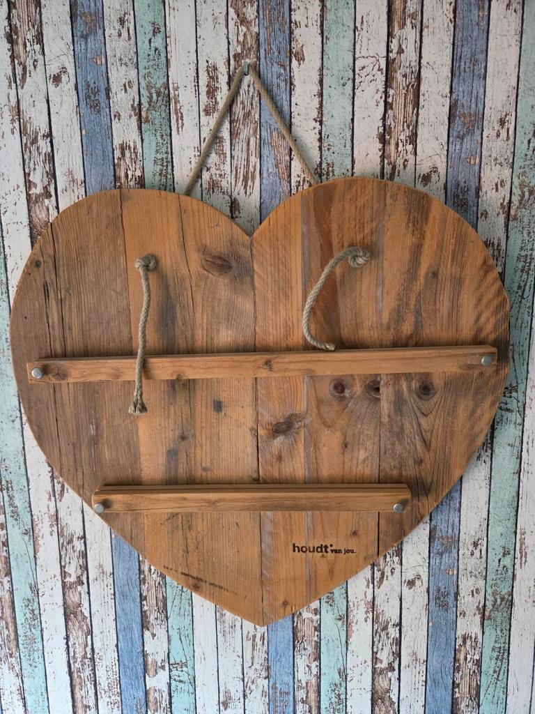 Houten hart met punaises - muur decoratie, Ophalen, Zo goed als nieuw, Hout, Wandhanger