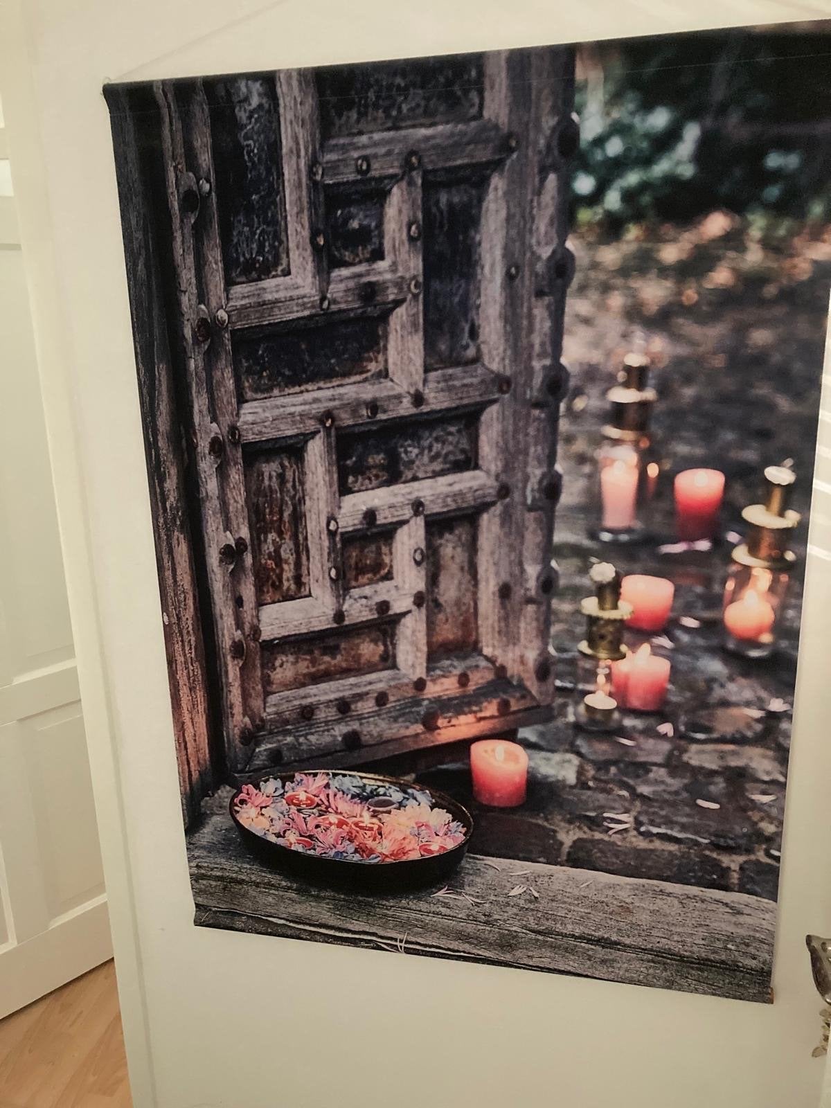 Happinez wanddiek met oosterse deur en kaarsen - 100x140 cm, Ophalen, Oosters, Meerkleurig, Zo goed als nieuw