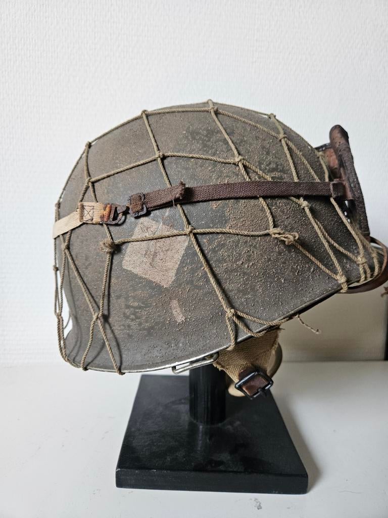 M1 para helm (replica) met originele bril, Verzamelen, Ophalen of Verzenden, Amerika, Helm of Baret