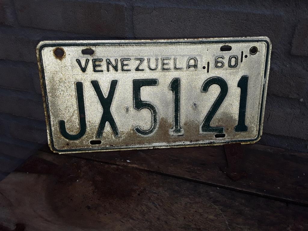 Kentekenplaat,nummerbord Venezuela 1960. Oldtimer., Verzamelen, Ophalen of Verzenden, Gebruikt, Auto's