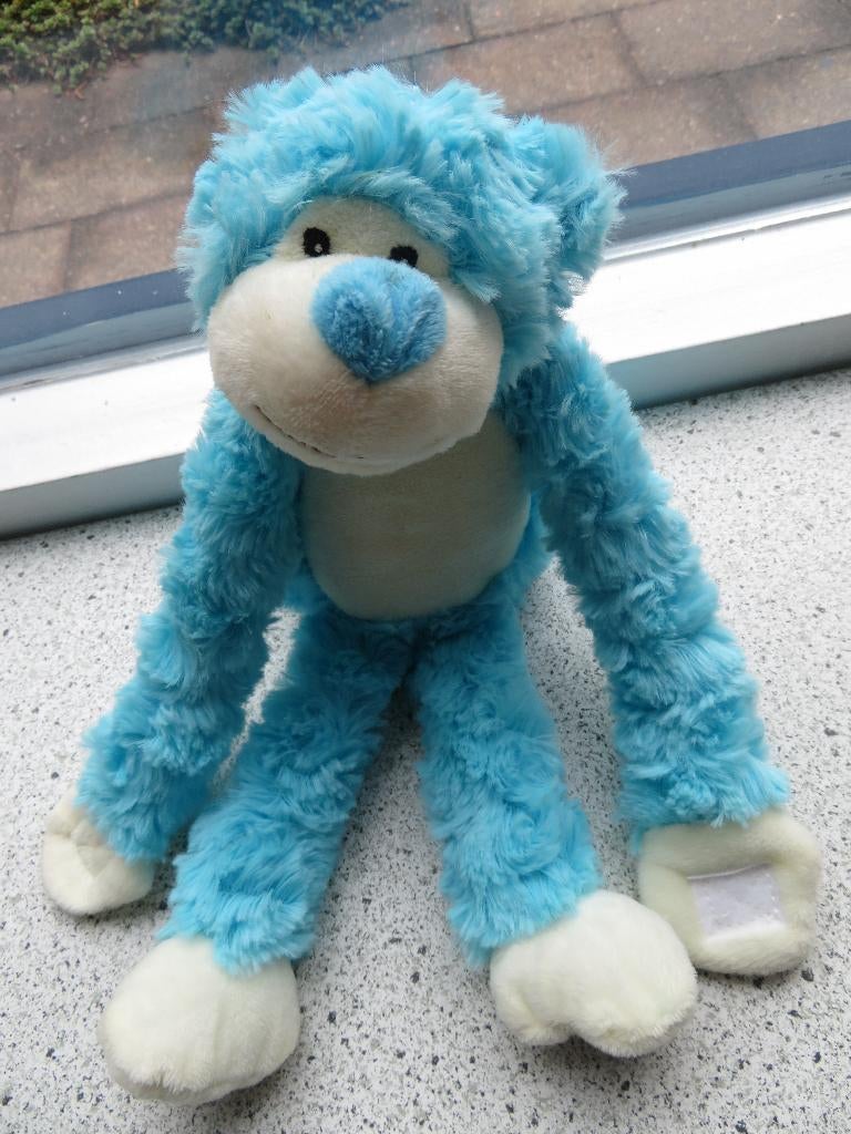 Aap turquoise velours merk MY FRIEND Unitoys, Blauw, Wasbaar, Ophalen of Verzenden, Zo goed als nieuw