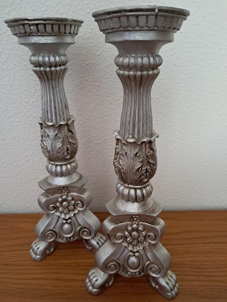 Prachtige zilverkleurige kandelaars. Per stuk:, Ophalen of Verzenden