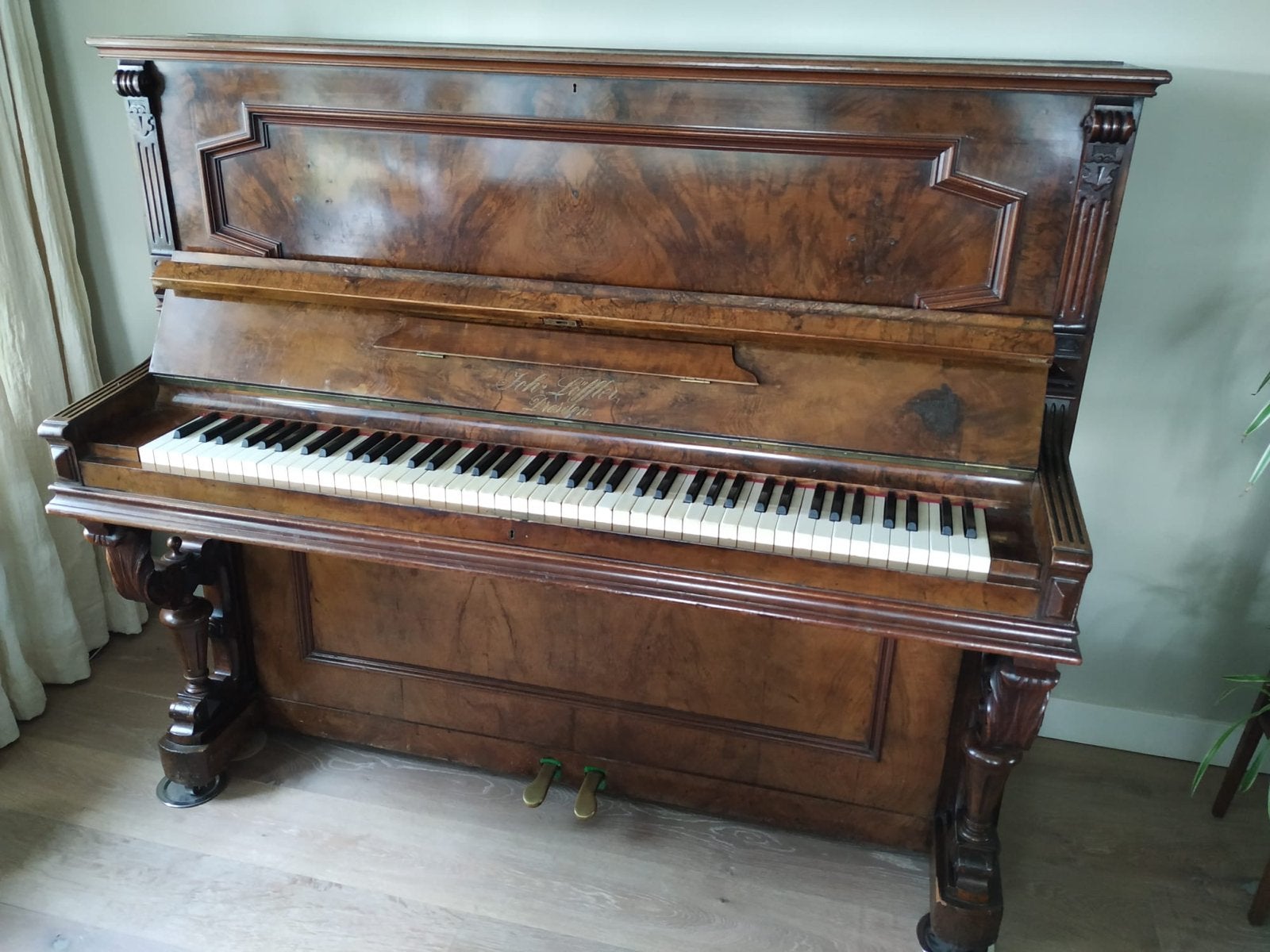 Piano Joh. Loffler, Dresden, Ophalen, Gebruikt, Bruin, Piano
