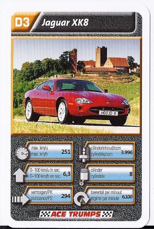 Kw1349 autokaartje d3 jaguar xk 8, Ophalen of Verzenden, Zo goed als nieuw, Auto's