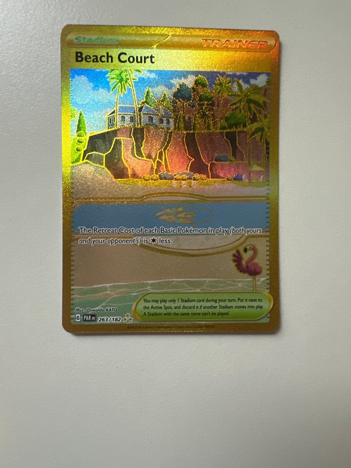 Pokémon TCG Beach Court Trainer Kaart (Foil), Ophalen of Verzenden, Zo goed als nieuw, Losse kaart, Foil
