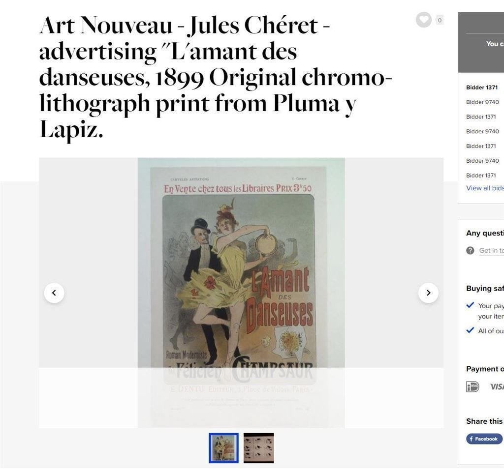 Jules Cheret Origineel Jugendstil Litho mini poster 1901, Verzenden