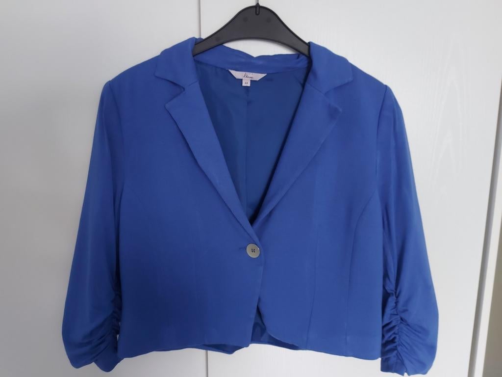 Miss Etam Kobalt Blauw Kort Jasje Maat 44 Driekwart Mouw, Blauw, Maat 42/44 (L), Ophalen of Verzenden, Jasje