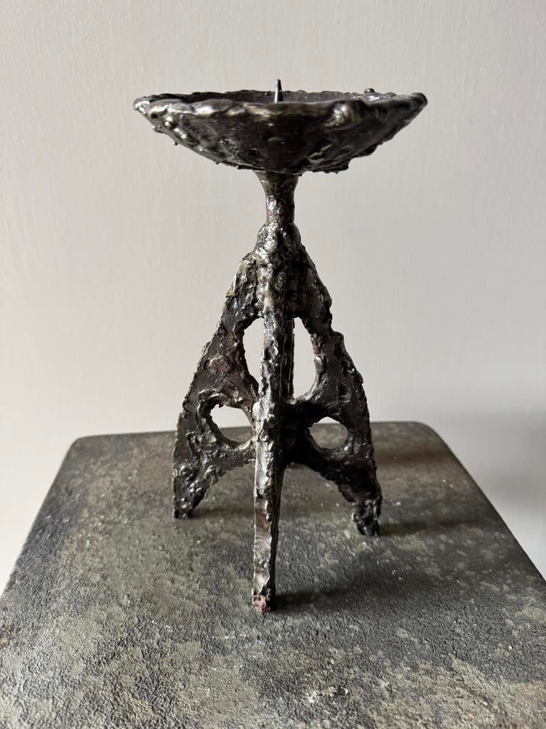 Brutalist kandelaar brons handwerk, Ophalen of Verzenden