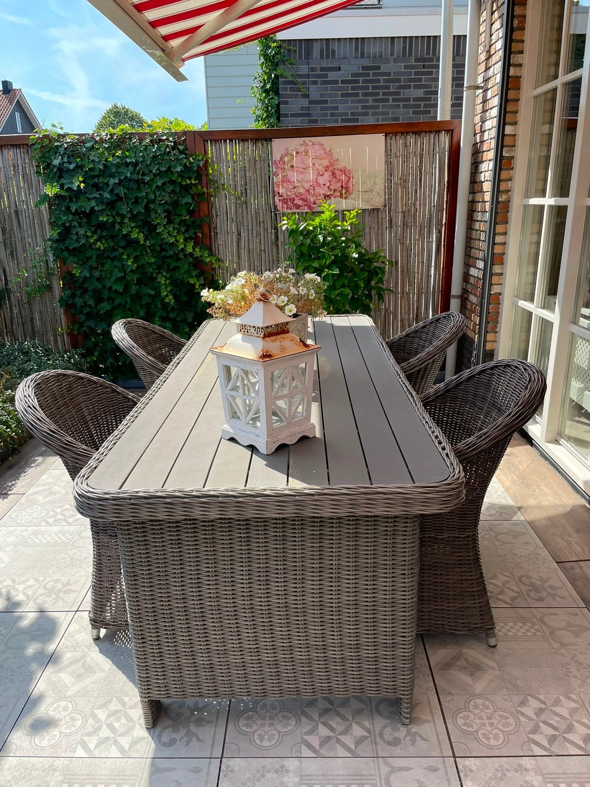 Tuinset met tafel + 4 stoelen, Ophalen, 4 zitplaatsen, Gebruikt, Wicker