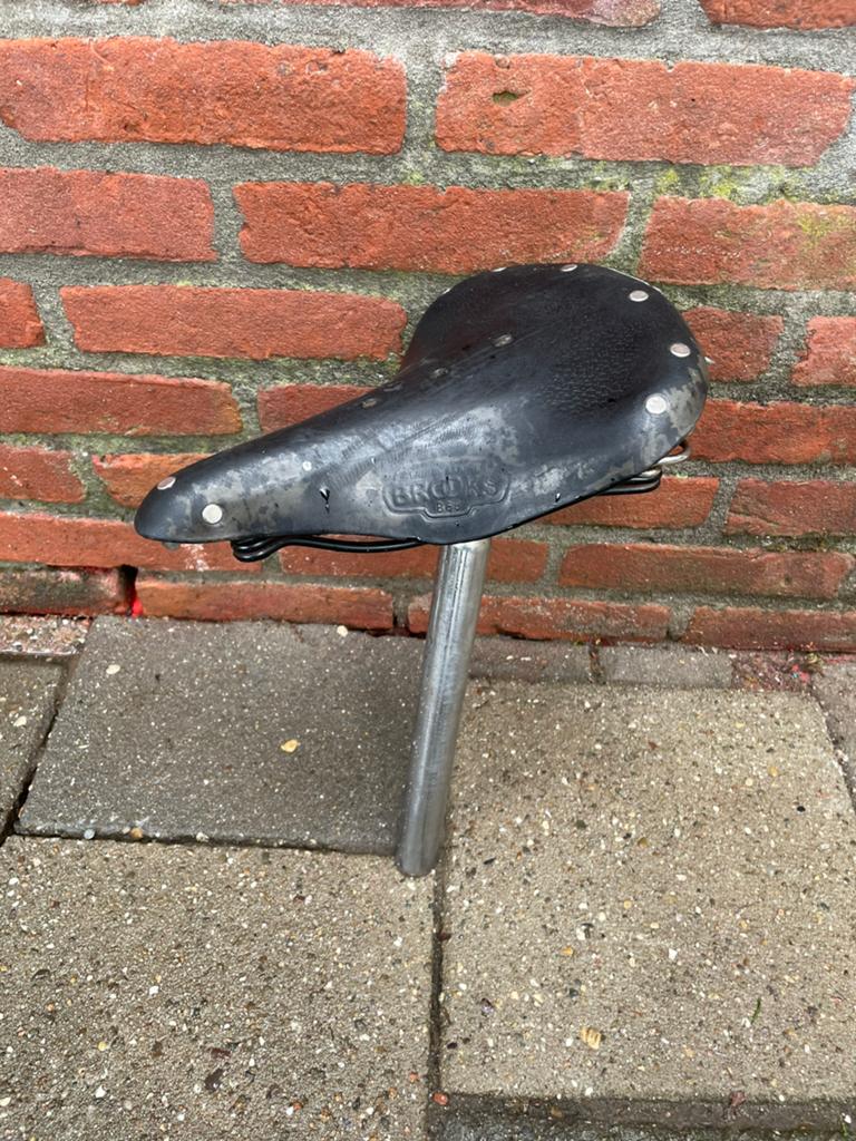 Brooks B66 Zwart Geveerd zadel van leer Heren Groot model, Fietsen en Brommers, Ophalen, Gebruikt