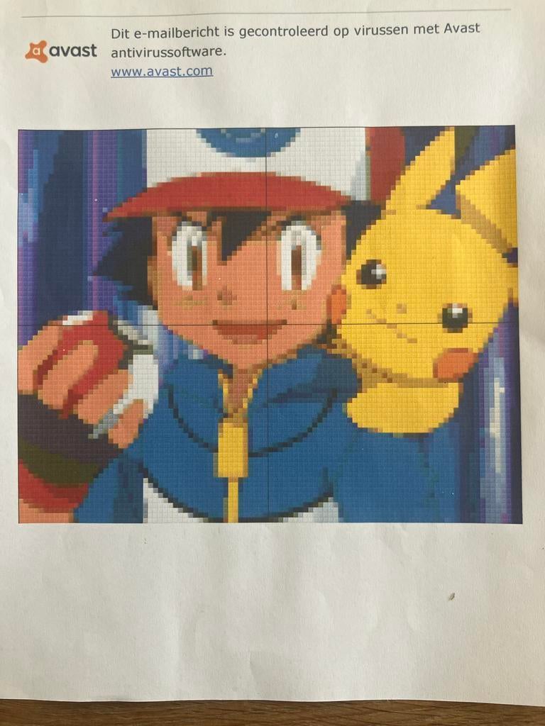 Pixelhobby set Ash en Pikachu met lijst, Ophalen, Gebruikt