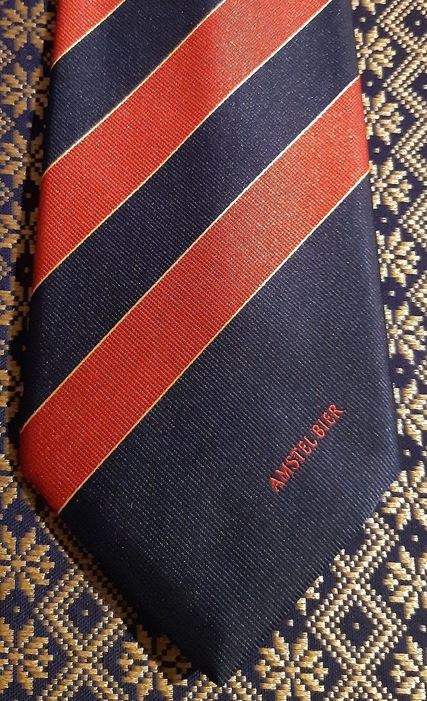 Amstel Bier stropdas rood-blauw-geel gestreept, Ophalen of Verzenden, Nieuw, Kleding, Amstel