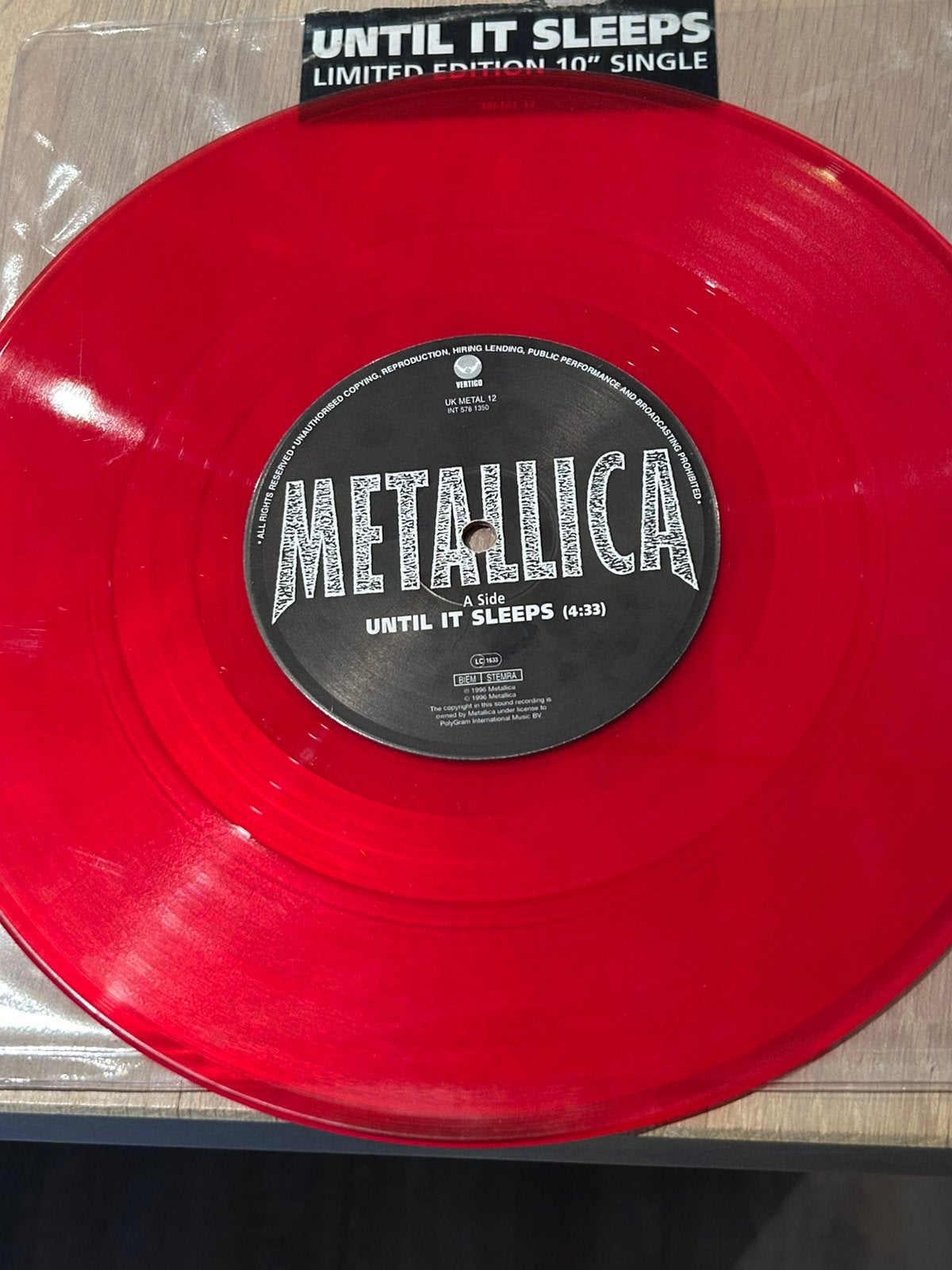 Metallica 10 inch single, Cd's en Dvd's, Vinyl | Hardrock en Metal, Ophalen of Verzenden, Zo goed als nieuw