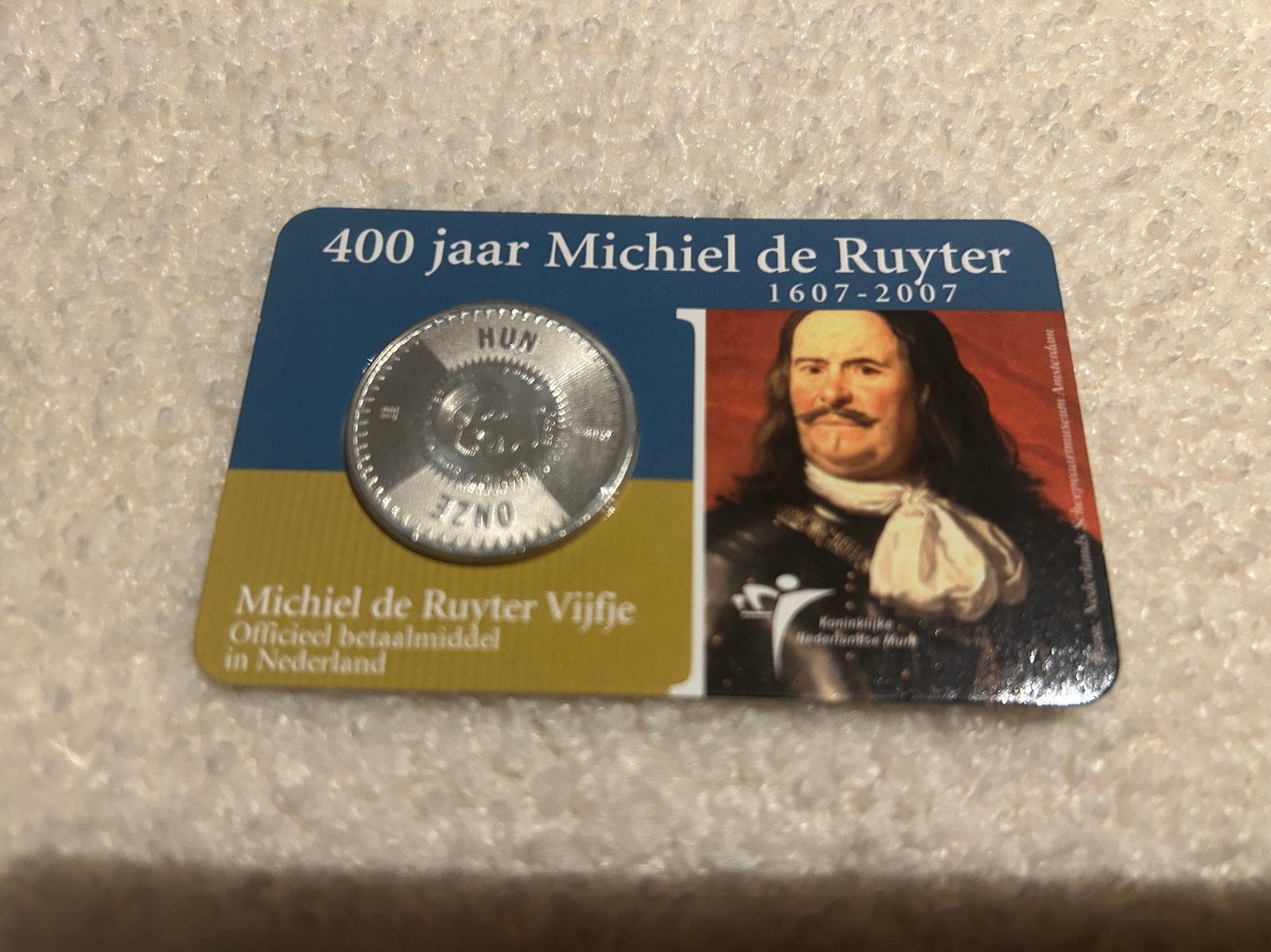 Michiel de Ruyter Vijfje 2007 Zilveren Herdenkingsmunt, Koningin Beatrix, Zilver, Euro's, Ophalen of Verzenden