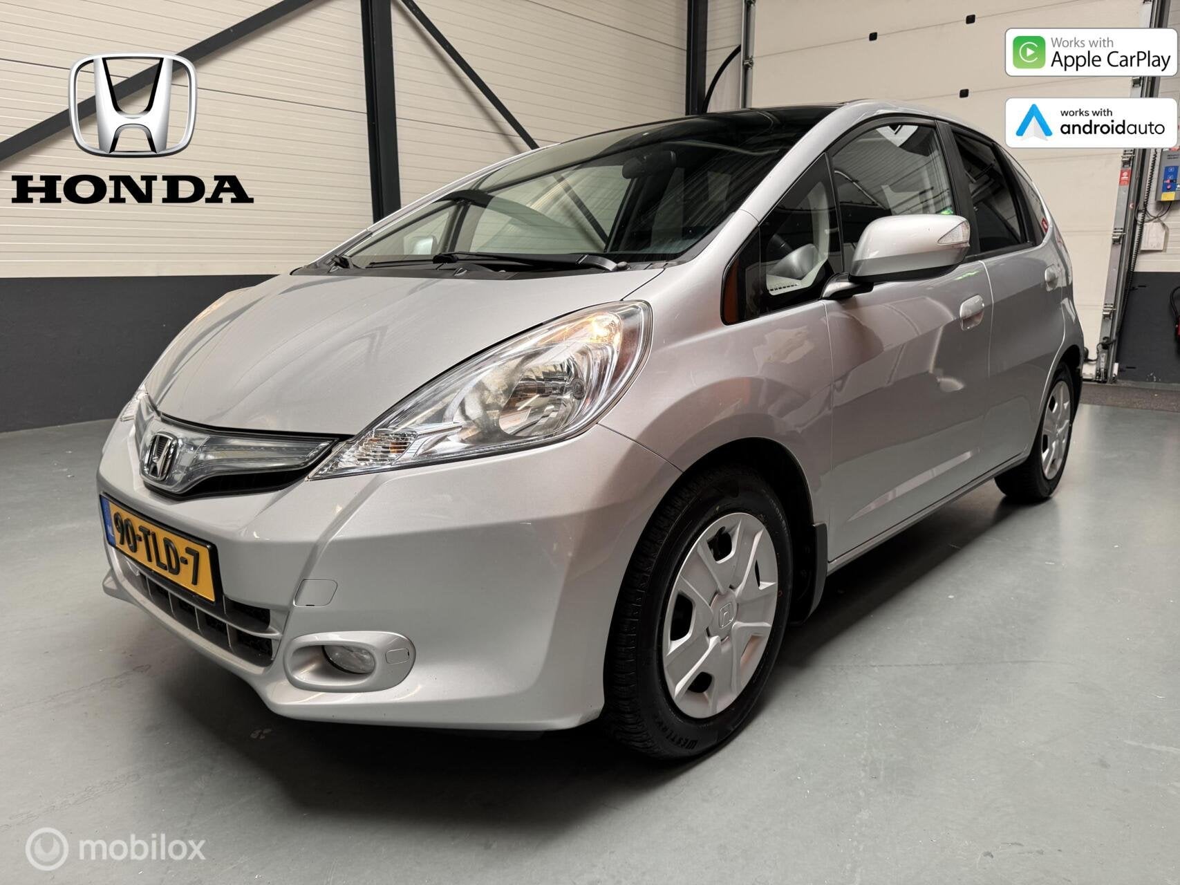 Honda Jazz 1.4 Hybrid Exclusive Leer|Pano|CarPlay-Android, Auto's, Euro 5, Gebruikt, Zwart, 4 cilinders