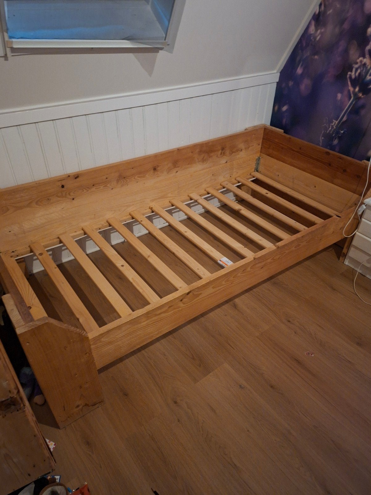 steigerhouten eenpersoonsbed met lattenbodem, Ophalen, Gebruikt, 90 cm, Eenpersoons