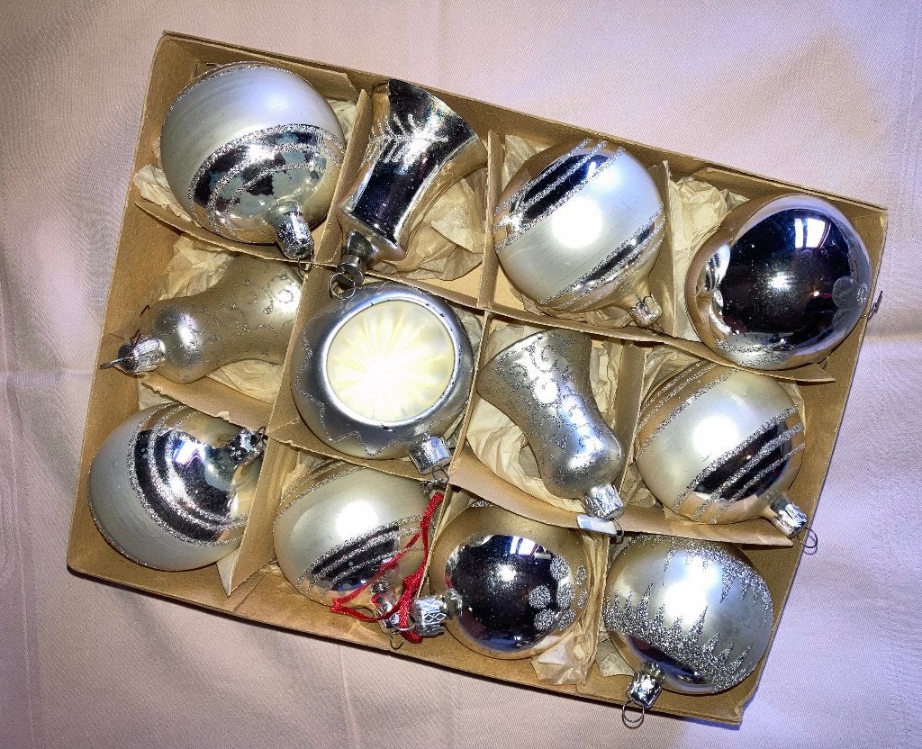 Oude kerstbal ornament in doos nr 76, Ophalen of Verzenden, Nieuw