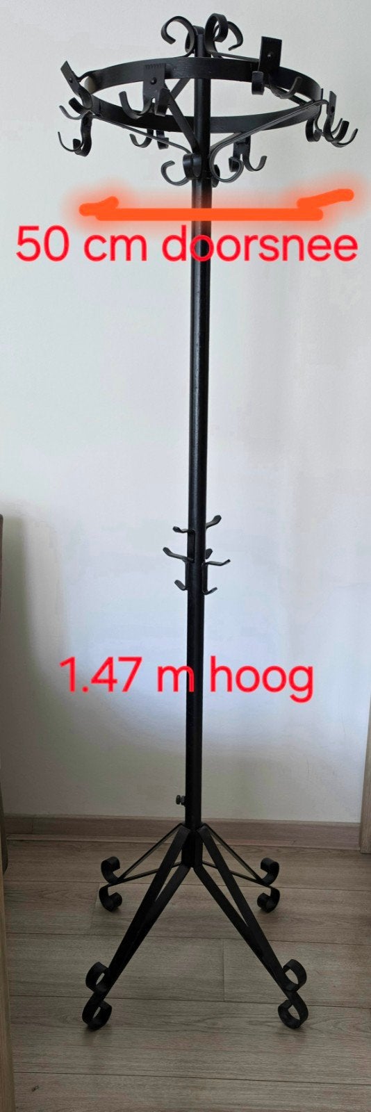 Vintage kapstok zwart smeedijzer, Huis en Inrichting, Ophalen, Overige materialen, Gebruikt, Staande kapstok