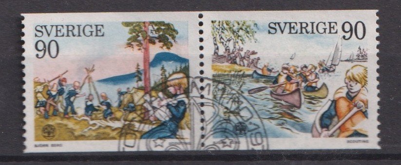 Zweden 1975; Scouting, Michel 921-922, gebruikt., Postzegels en Munten, Ophalen of Verzenden, Zweden, Gestempeld
