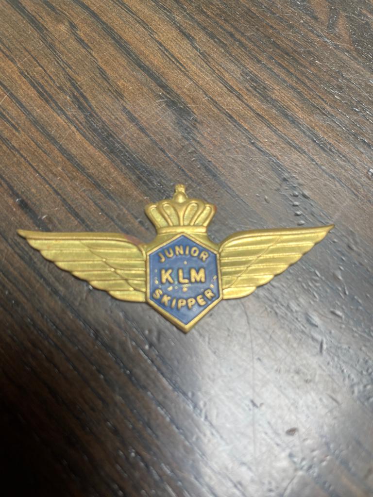Vintage KLM Junior Skipper Vleugel Speldje, Ophalen of Verzenden, Gebruikt, Patch, Badge of Embleem