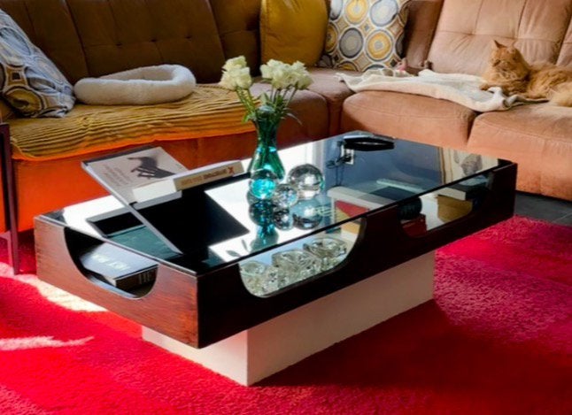 Jaren 60/70 vintage space age salontafel, Ophalen, Gebruikt, 100 tot 150 cm, 50 tot 100 cm