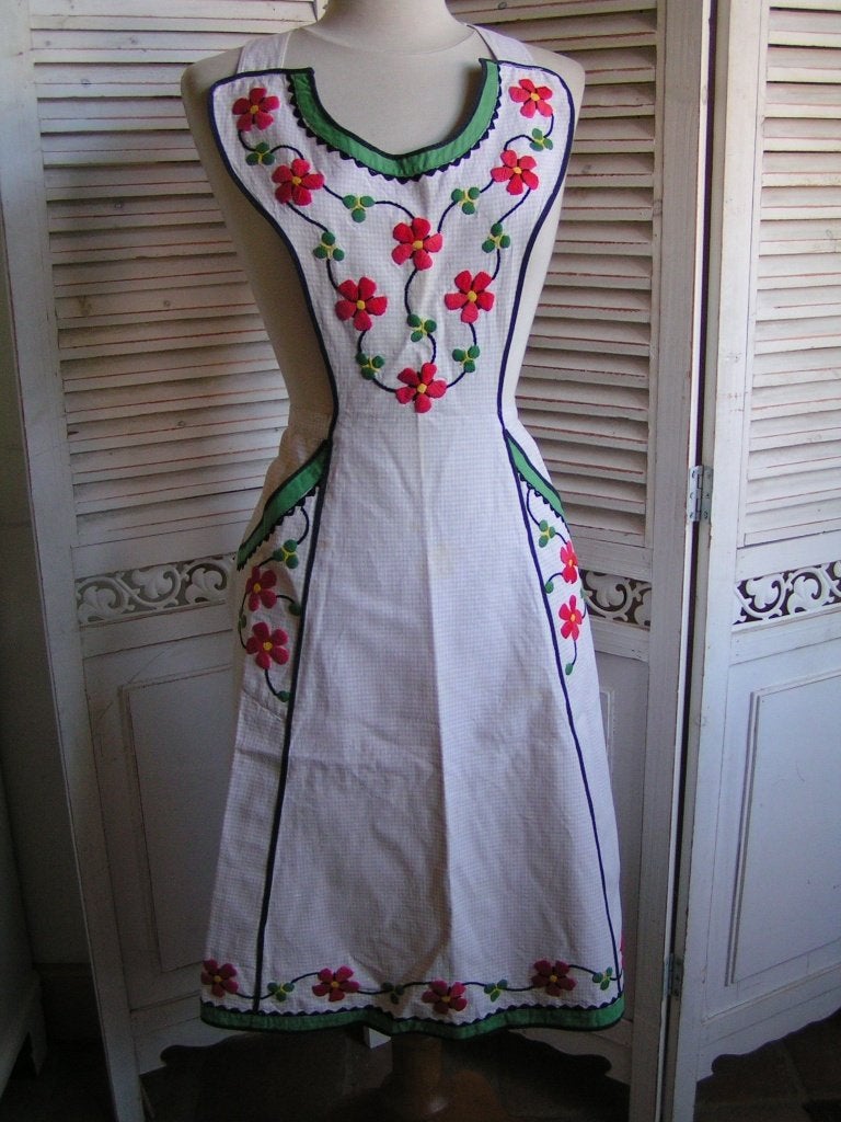vintage geborduurd schort nr XX 307 ger silly, Verzenden, Gebruikt, Overige kleuren, Schort