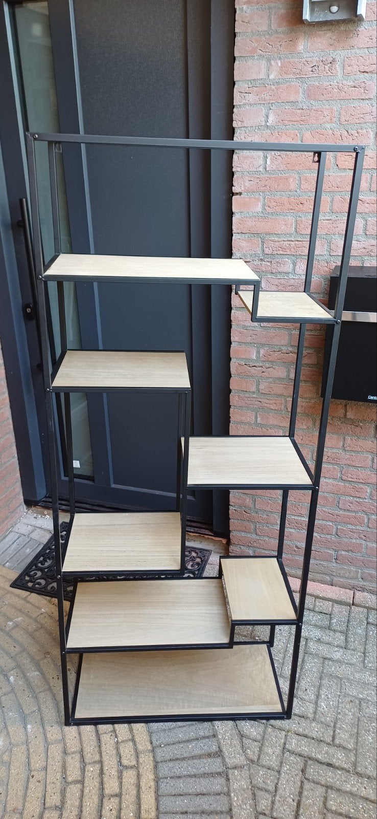 Industriële Open Kast met Houten Planken, Met plank(en), Industrieel, Modern, 50 tot 100 cm, Zo goed als nieuw