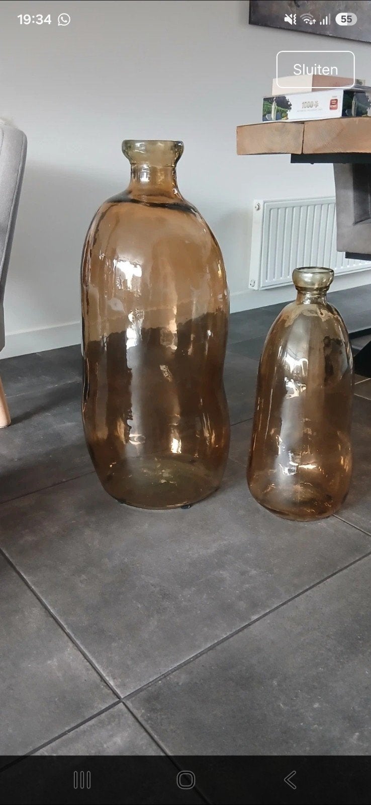 2 prachtige grote vazen, Glas, Ophalen, Zo goed als nieuw
